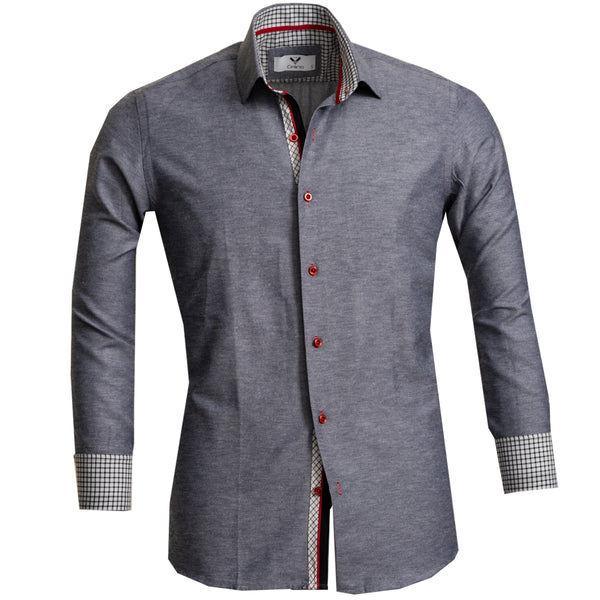 Aqua Blue Multicolor Pattern Mens Slim Fit Designer Dress Shirt