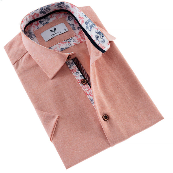 salmon button up shirt mens