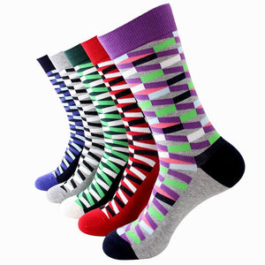 Men's Plain Five Color 5pk Assorted Bundle Soft Elastic Colorful Socks - Amedeo Exclusive