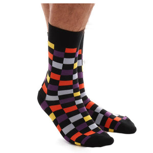 Men's Soft Multi Colored Check Stripe Socks - Amedeo Exclusive