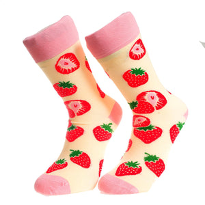Pink Fruit Printed -European Made - Egyptian Cotton Socks - Premium Cotton Fun socks with Soft Elastic