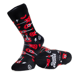 Black Printed Guitar -European Made - Egyptian Cotton Socks - Premium Cotton Fun socks with Soft Elastic
