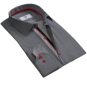 Black & White Mens Slim Fit Designer Dress Shirt - tailored Cotton Shirts for Work and Casual Wear