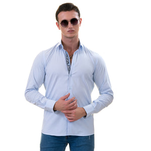 Blue with inside Slim Fit Designer Dress Shirt - tailored Cotton Shirts for Work