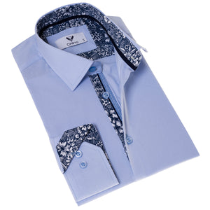 Blue with inside Slim Fit Designer Dress Shirt - tailored Cotton Shirts for Work