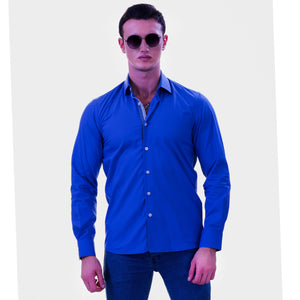 Blue inside different Slim Fit Designer Dress Shirt - tailored Cotton Shirts for Work