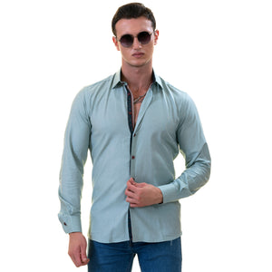 Green with Gren Sailor inside Slim Fit Designer Dress Shirt - tailored Cotton Shirts for Work