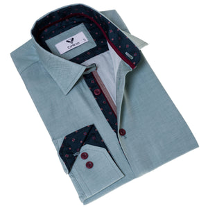 Green with Gren Sailor inside Slim Fit Designer Dress Shirt - tailored Cotton Shirts for Work