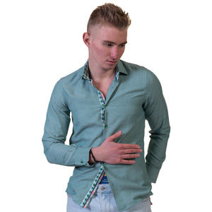 Green Multicolor Pattern Mens Slim Fit Designer Dress Shirt - tailored Cotton Shirts for Work