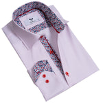 Pink Multicolor Pattern Mens Slim Fit Designer Dress Shirt - tailored Cotton Shirts for Work