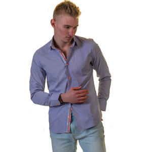 Purple Multicolor Pattern Mens Slim Fit Designer Dress Shirt - tailored Cotton Shirts for Work