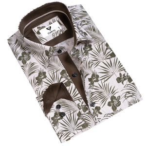 Floral Mens Slim Fit Designer Dress Shirt - tailored Cotton Shirts for Work