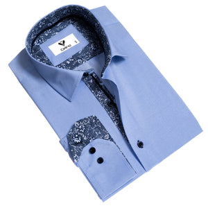 Blue Mens Slim Fit Designer Dress Shirt - tailored Cotton Shirts for Work