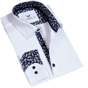 Solid White Mens Slim Fit Designer Dress Shirt - tailored Cotton Shirts for Work