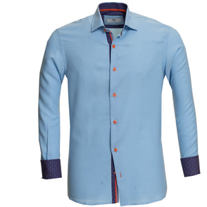Cyan Color Mens Slim Fit Designer Dress Shirt - tailored Cotton Shirts for Work and Casual Wear