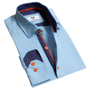 Cyan Color Mens Slim Fit Designer Dress Shirt - tailored Cotton Shirts for Work and Casual Wear