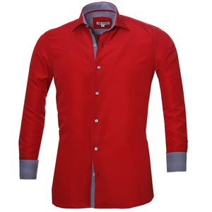 Red Pattern Mens Slim Fit Designer Dress Shirt - tailored Cotton Shirts for Work
