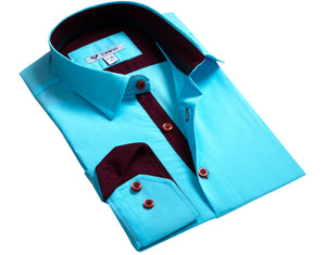 Blue Checked Multicolor Pattern Mens Slim Fit Designer Dress Shirt - tailored Cotton Shirts for Work