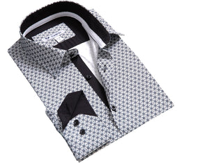 Black and White Mens Slim Fit Designer Dress Shirt - tailored Cotton Shirts for Work and Casual Wear