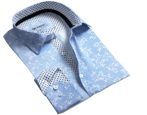 Blue Mens Slim Fit Designer Dress Shirt - tailored Cotton Shirts for Work and Casual Wear