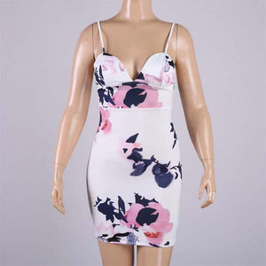 Celino Women's Floral Printed White V-Neck Sleeveless Short Mini Printed - Celino Corp.