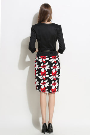 Celino Ladies Official Three Quarter Sleeve Floral Blue Mini Dress