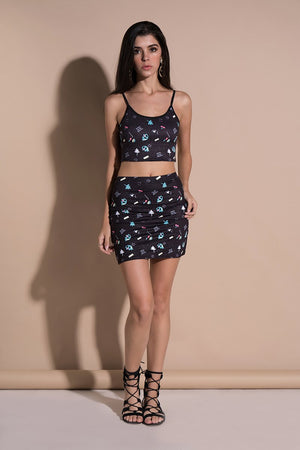 Celino Women's Sexy Black Floral Round Neck Mini Dress - Celino Corp.