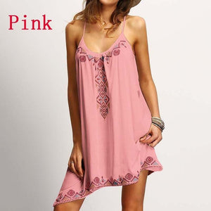 Celino Women's Sexy Pink Sleeveless Deep Neck Mini Dress - Celino Corp.