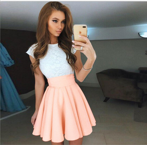 Celino Women's Orange Color Cap Sleeve Slim Summer Wear Mini Skater Dress