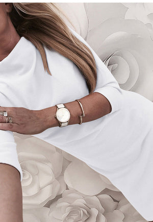 Celino Ladies White Casual Long Sleeve Winter Dress Fashion Bodycon Pencil Dress - Celino Corp.