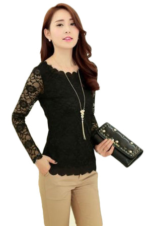 Black Women's Long Sleeve  Black Casual V-Neck Floral Printing T-Shirt Tops