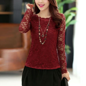 Burgundy Women's Long Sleeve  Black Casual V-Neck Floral Printing T-Shirt Tops