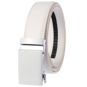 Celino Automatic Leather Belt Adjustable Ratchet Slide Buckle White for Men