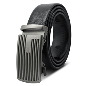 Celino Black 100% Leather Belt Adjustable Ratchet Slide Buckle One Size Fits All