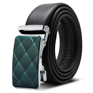 Celino Black 100% Leather Belt Adjustable Ratchet Slide Buckle One Size Fits All