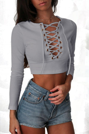 Gray Women's Long Sleeve  Black Casual V-Neck Floral Printing T-Shirt Tops