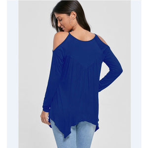 Blue Women's Long Sleeve  Black Casual V-Neck Floral Printing T-Shirt Tops