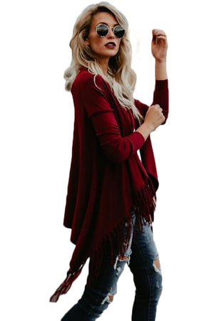 Burgundy Women's Long Sleeve  Black Casual V-Neck Floral Printing T-Shirt Tops