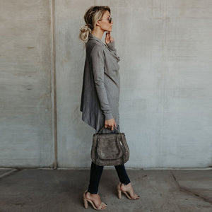 Gray Women's Long Sleeve  Black Casual V-Neck Floral Printing T-Shirt Tops