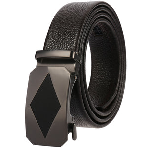 Celino Black 100% Leather Belt Adjustable Ratchet Slide Buckle One Size Fits All