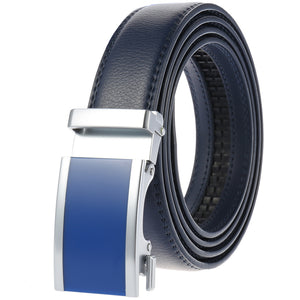 100% Genuine Leather Adjustable Ratchet Slide Buckle Belt One Size Fits All