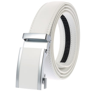 100% Genuine Leather Adjustable Ratchet Slide Buckle Belt One Size Fits All