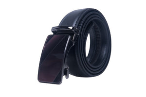 Celino Black 100% Leather Belt Adjustable Ratchet Slide Buckle One Size Fits All