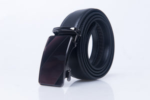 Celino Black 100% Leather Belt Adjustable Ratchet Slide Buckle One Size Fits All