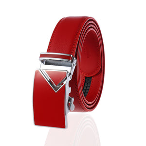 100% Genuine Leather Adjustable Ratchet Slide Buckle Belt One Size Fits All