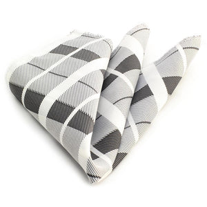 Black/White Plaid Pocket Square for Men - Premium Silk Handkerchiefs for Suits - Celino Corp.