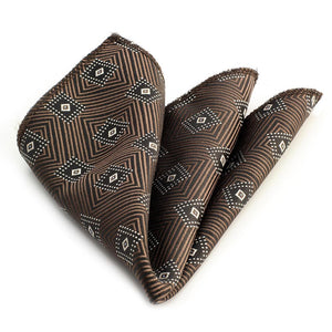 Brown/Black Diamonds Pocket Square for Men - Premium Silk Handkerchiefs for Suits - Celino Corp.