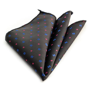 Black/White/Blue & Pink Dots Pocket Square for Men - Premium Silk Handkerchiefs for Suits - Celino Corp.