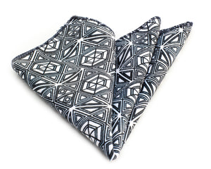 Grey/Black/White Designs Pocket Square for Men - Premium Silk Handkerchiefs for Suits - Celino Corp.