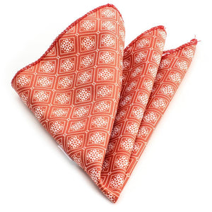Red White Snowflakes Pocket Square for Men - Premium Silk Handkerchiefs for Suits - Celino Corp.